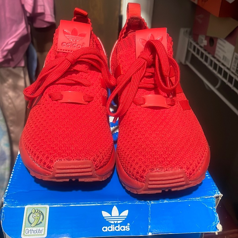 Red knit slip in shoes